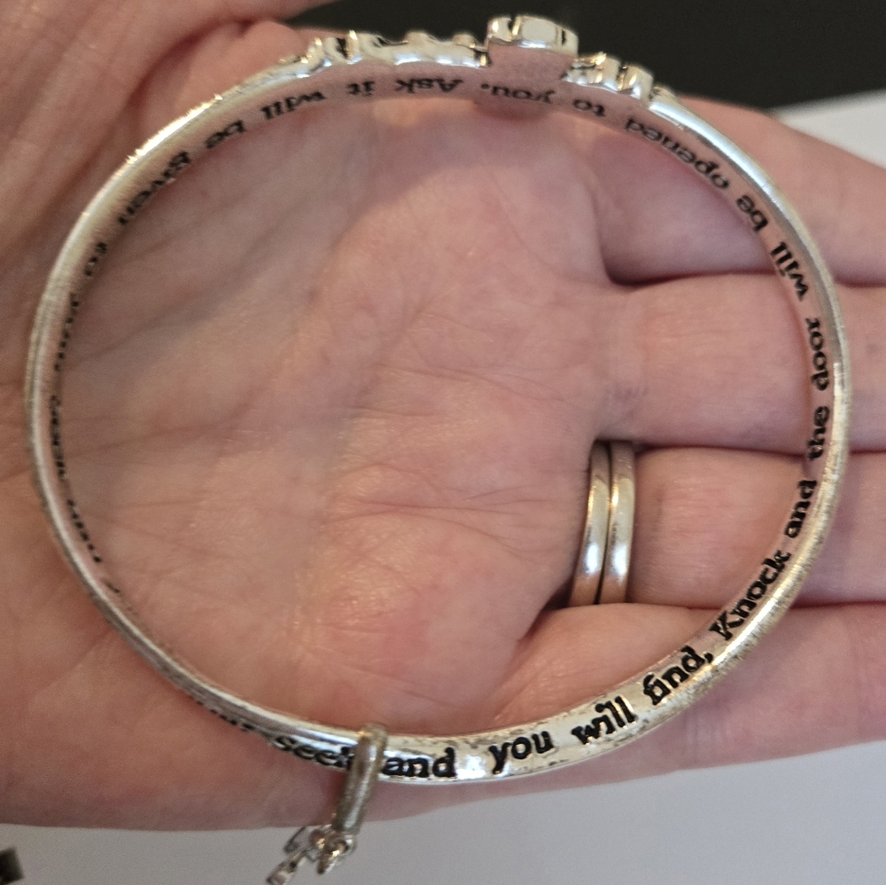 MOBIUS ASK SEEK KNOCK BANGLE BRACELET SILVER-PLATED, Gift Boxed #7 - Picture 11 of 16